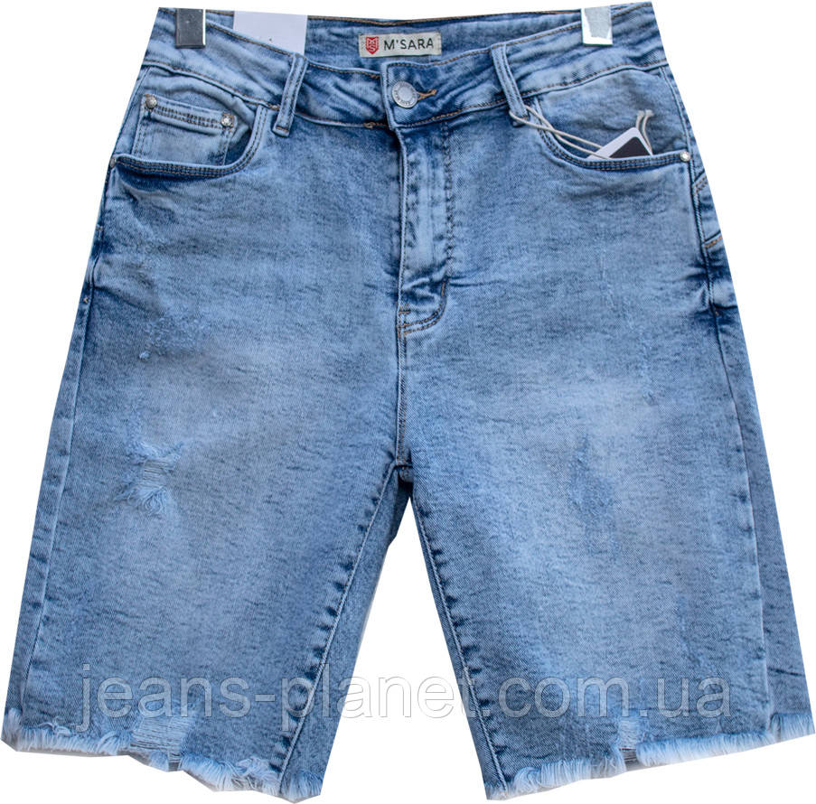 Шорти жіночі джинсові подовжені з бахромою M.Sara — изображение 4