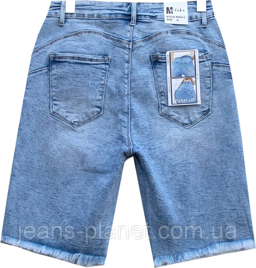 Шорти жіночі джинсові подовжені з бахромою M.Sara — изображение 3