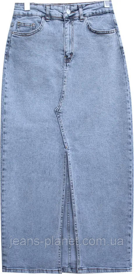 Наймодніша довга джинсова спідниця максі олівець з розрізом — изображение 2