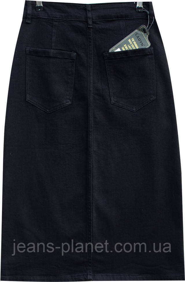 Джинсова класична спідниця чорного кольору Lady N довжина 64 см — изображение 4