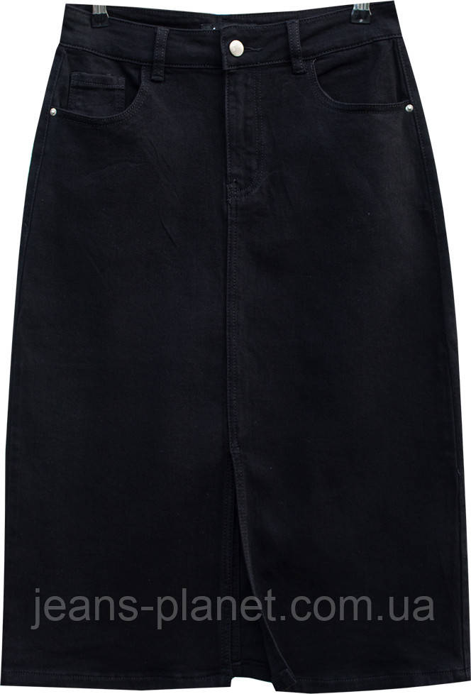 Джинсова класична спідниця чорного кольору Lady N довжина 64 см — изображение 3