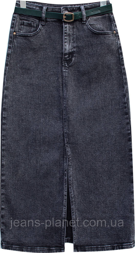 Джинсова спідниця міді колір сірий графіт Lady N — изображение 3