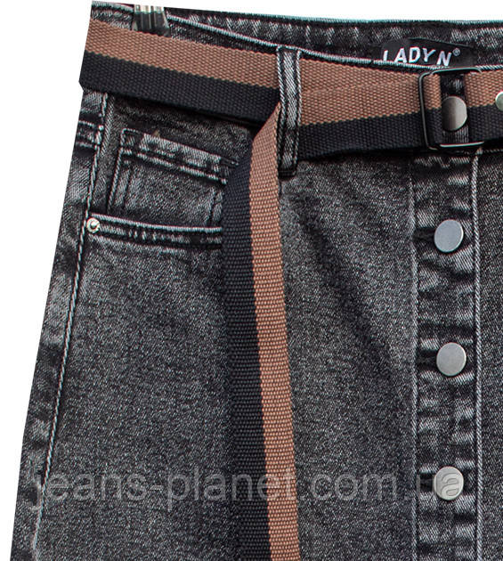 Модна довга джинсова спідниця на гудзиках кольору сірий графіт 31 розмір — изображение 3