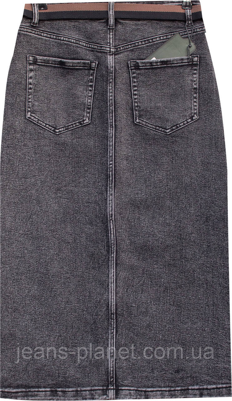 Модна довга джинсова спідниця на гудзиках кольору сірий графіт 31 розмір — изображение 6