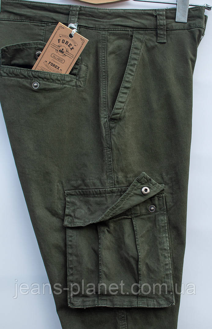 Чоловічі джинси карго з боковими кишенями колір хакі Forex — изображение 2