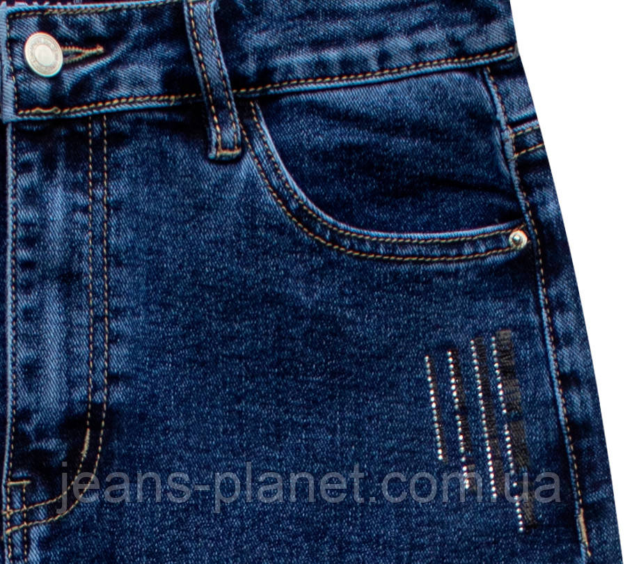 Джинсова класична спідниця міді з бахромою та розрізами — изображение 5