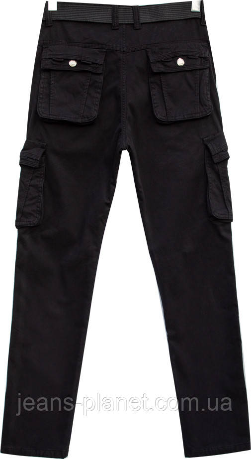 Чоловічі утеплені джинси карго з кишенями чорного кольору ITENO — изображение 3