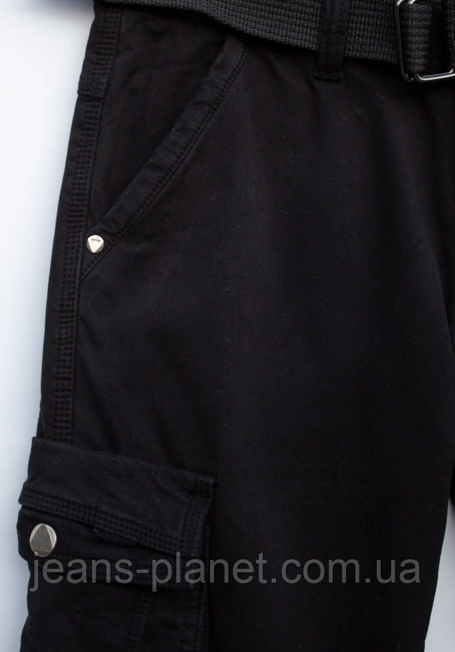 Чоловічі утеплені джинси карго з кишенями чорного кольору ITENO — изображение 5