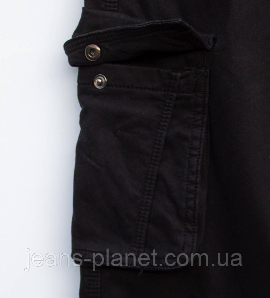 Чоловічі утеплені джинси карго з кишенями чорного кольору ITENO — изображение 6