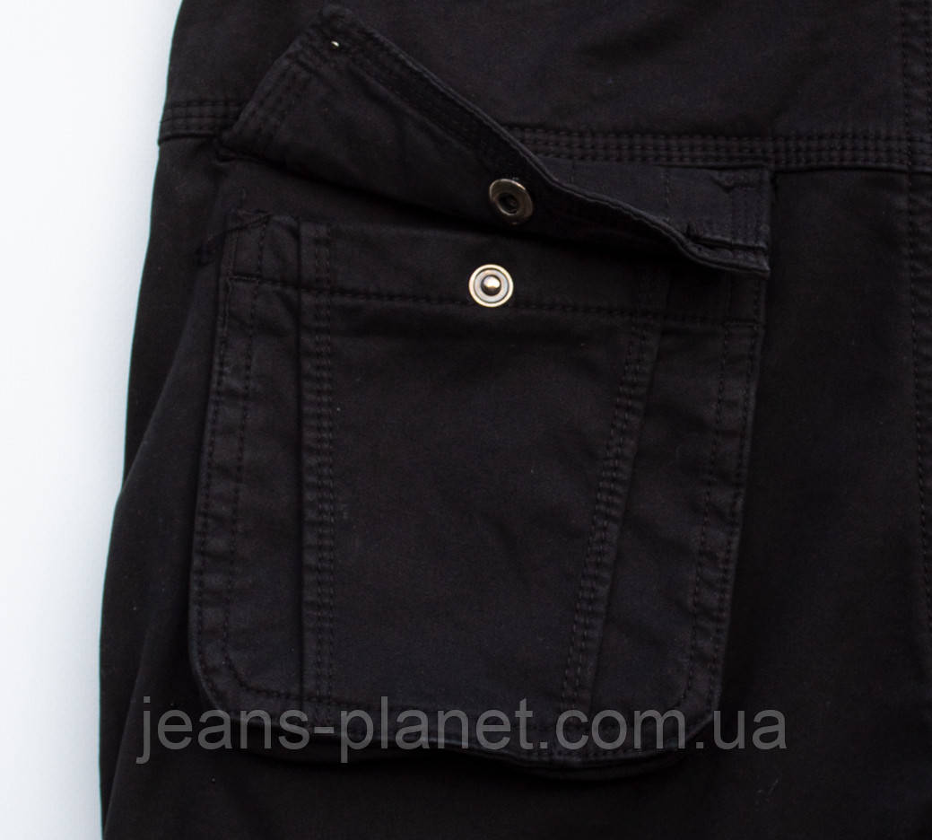 Чоловічі утеплені джинси карго з кишенями чорного кольору ITENO — изображение 7