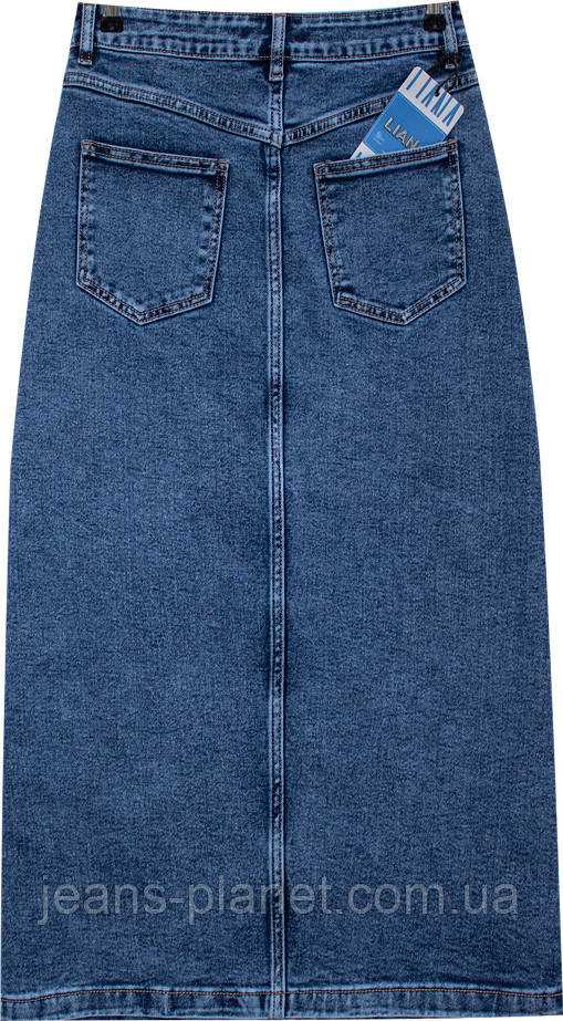 Модна довга джинсова спідниця на гудзиках блакитного кольору 28 розмір — изображение 4