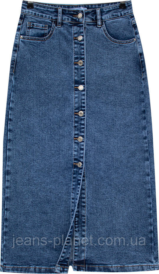 Модна довга джинсова спідниця на гудзиках блакитного кольору 28 розмір — изображение 7