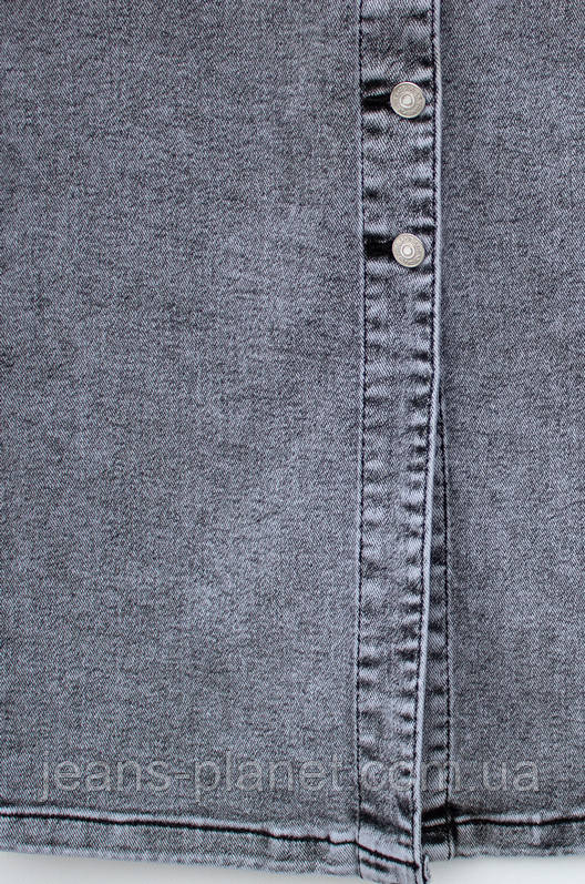 Модна довга джинсова спідниця максі на гудзиках світло-сірого кольору — изображение 6