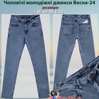 Модні чоловічі молодіжні джинси блакитно-сірого кольору Blackzi 34 розмір