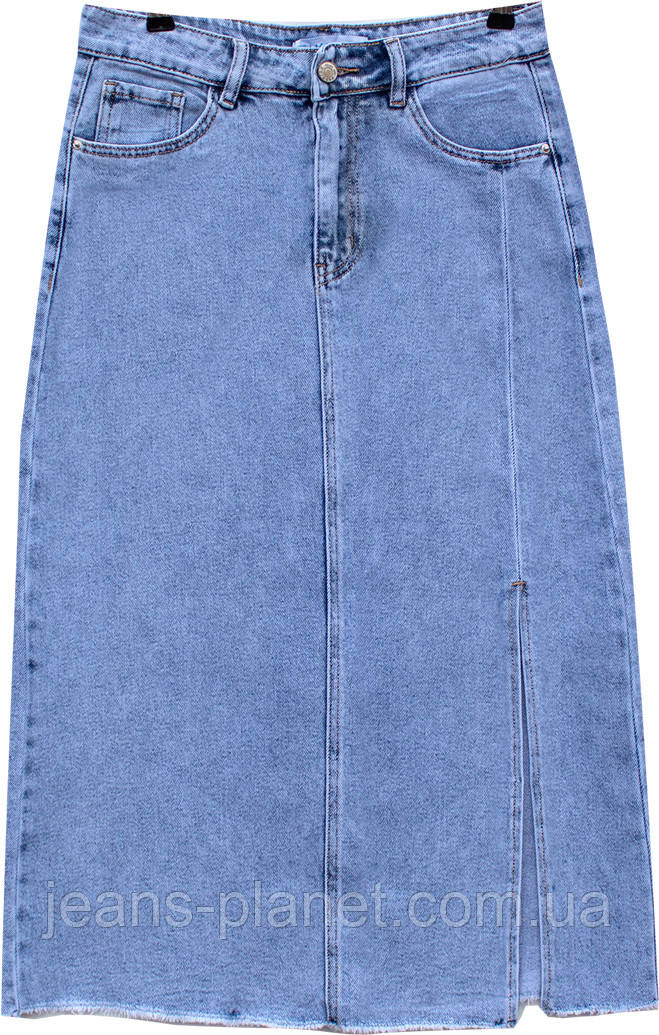 Наймодніша довга джинсова спідниця міді-максі блакитного кольору — изображение 7