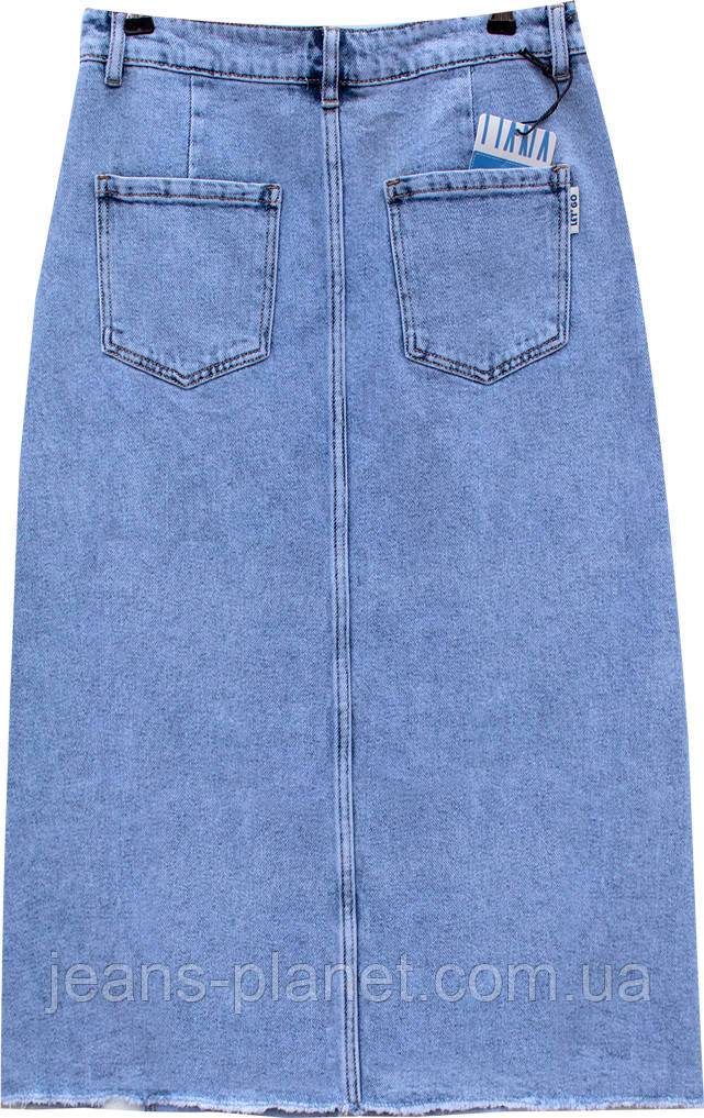 Наймодніша довга джинсова спідниця міді-максі блакитного кольору — изображение 3