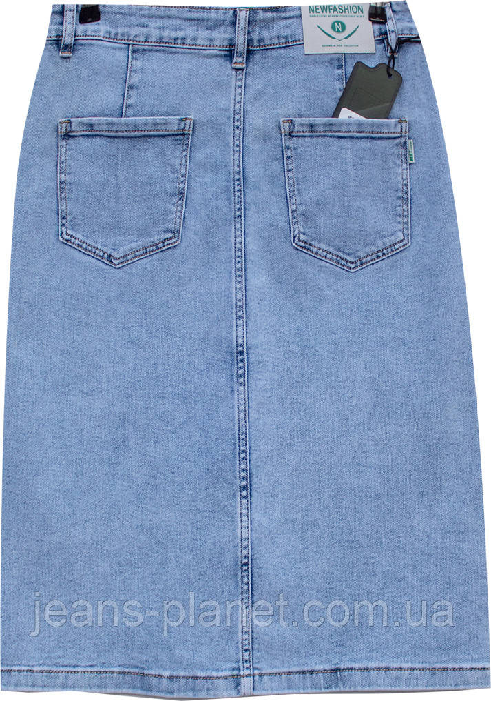 Джинсова класична спідниця 68 см довжина з розрізом та стразами Lady N — изображение 2