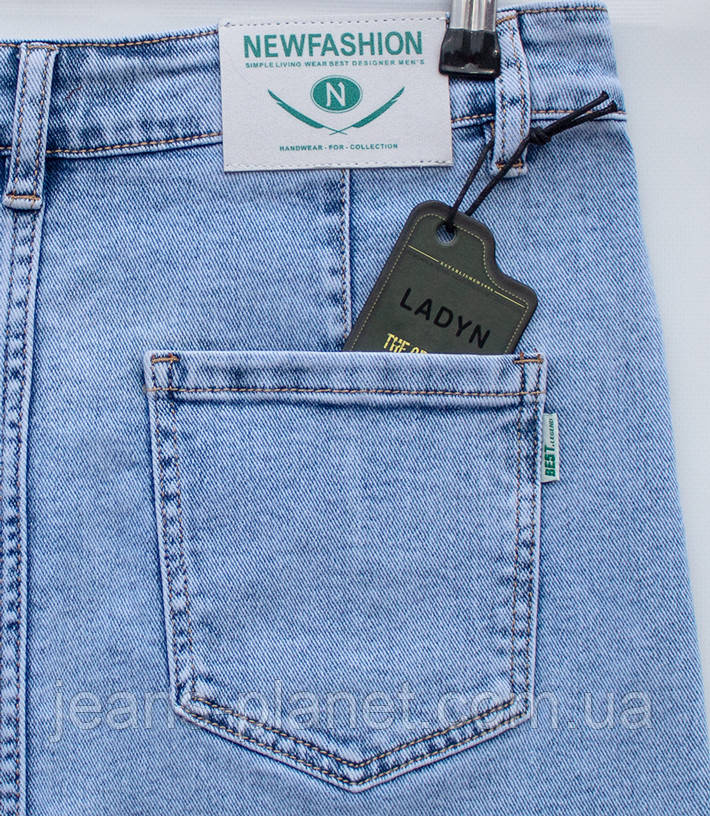 Джинсова класична спідниця 68 см довжина з розрізом та стразами Lady N — изображение 3