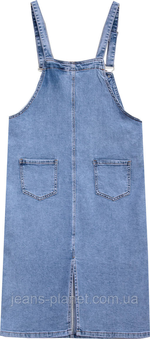 Жіночий класичний джинсовий прямий комбінезон сарафан — изображение 3