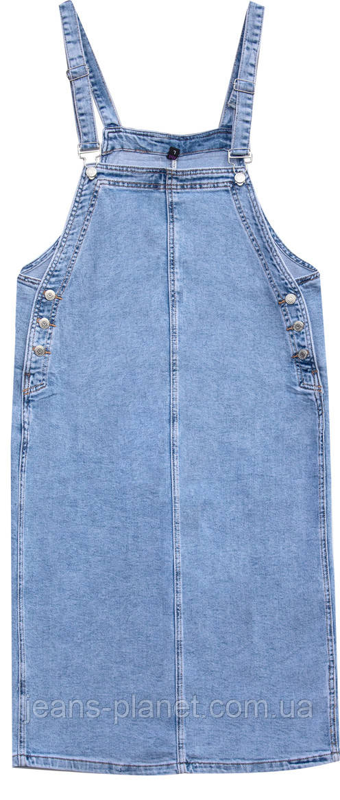 Жіночий класичний джинсовий прямий комбінезон сарафан — изображение 6