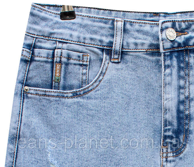 Джинсова юбка середньої довжини над коліном по низу бахрома — изображение 6