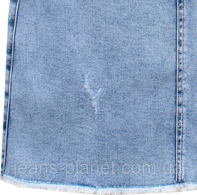 Джинсова юбка середньої довжини над коліном по низу бахрома — изображение 7