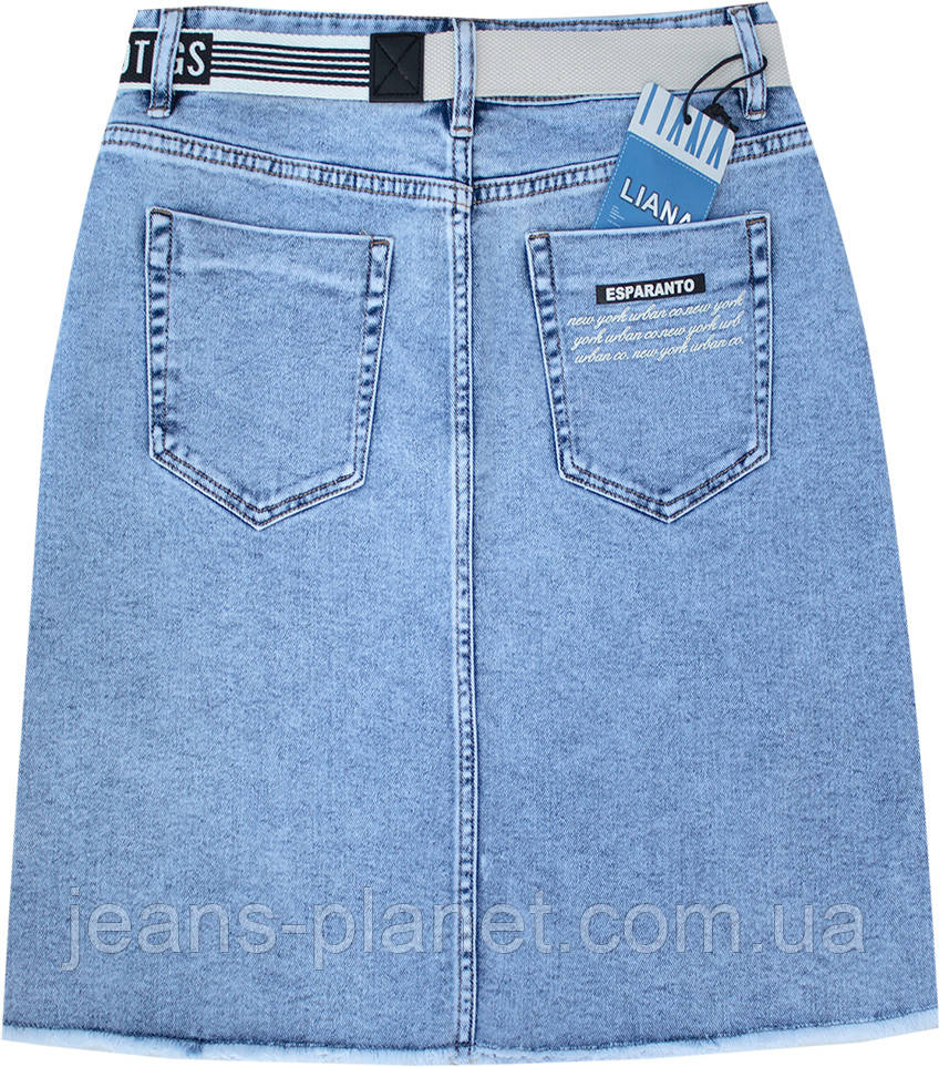 Джинсова юбка середньої довжини до коліна по низу бахрома — изображение 3