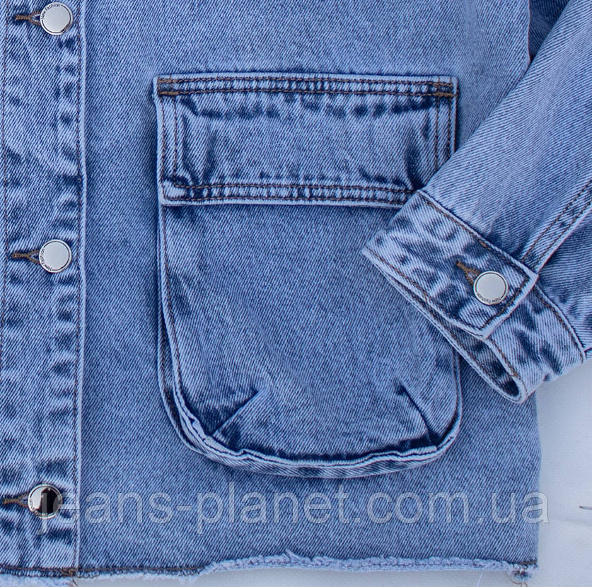 Жіноча джинсова куртка-піджак оверсайз рукав 3/4 Весна-Літо — изображение 7