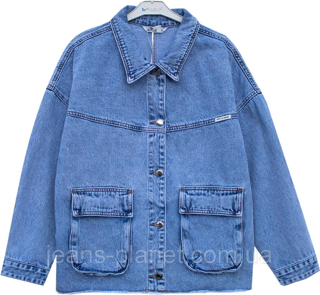 Жіноча джинсова куртка-піджак оверсайз рукав 3/4 Весна-Літо — изображение 6