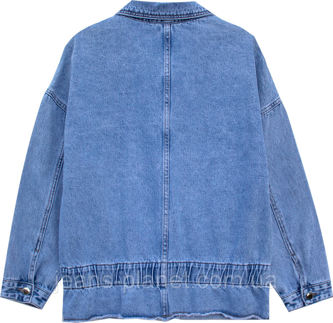 Жіноча джинсова куртка-піджак оверсайз рукав 3/4 Весна-Літо — изображение 3