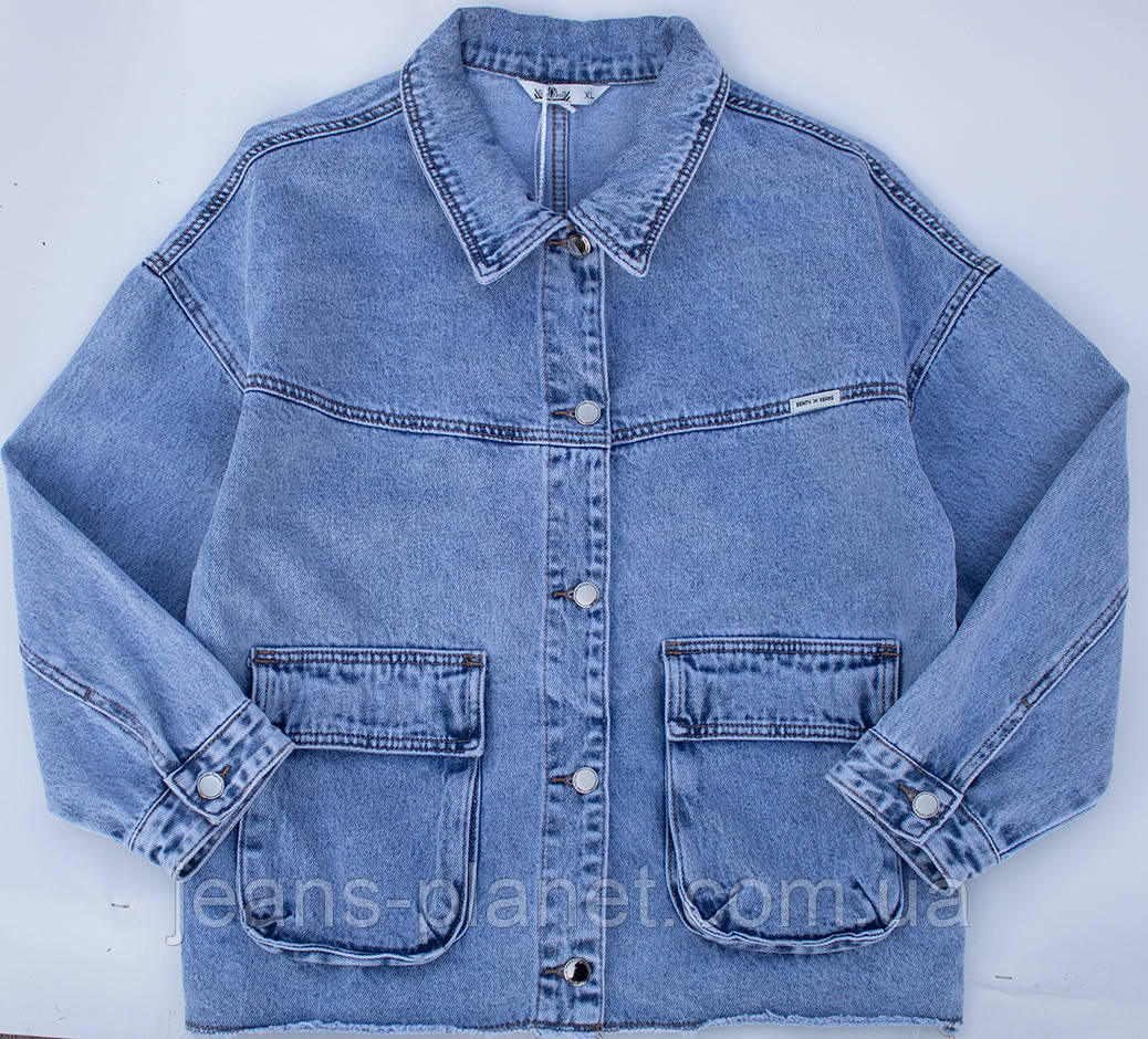 Жіноча джинсова куртка-піджак оверсайз рукав 3/4 Весна-Літо — изображение 8