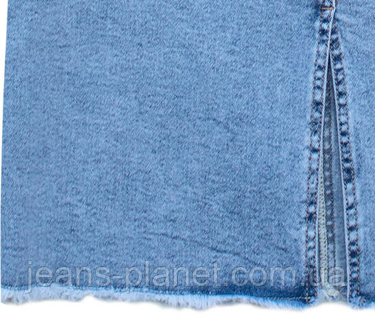 Модна джинсова юбка середньої довжини до коліна по низу бахрома розиір 34 — изображение 7