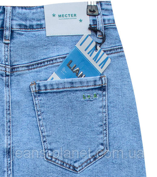 Модна джинсова юбка середньої довжини до коліна по низу бахрома розиір 34 — изображение 4