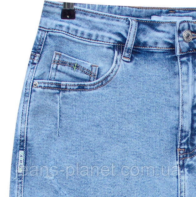 Модна джинсова юбка середньої довжини до коліна по низу бахрома розиір 34 — изображение 5