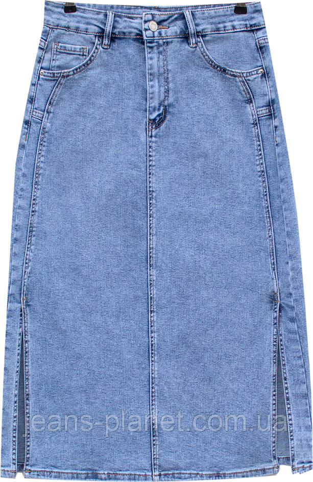 Модна джинсова спідниця міді-максі 80 см довжина великі розміри — изображение 2