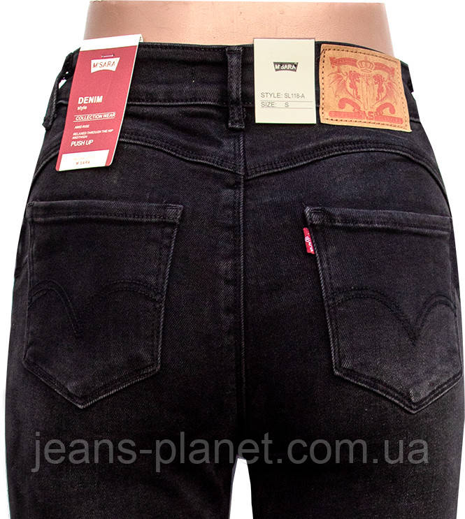 Джинси жіночі завужені Американка M.Sara чорний графіт — изображение 3