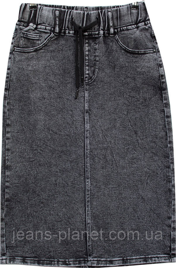 Джинсова пряма класична спідниця Vanver колір графіт пояс на резинці — изображение 5