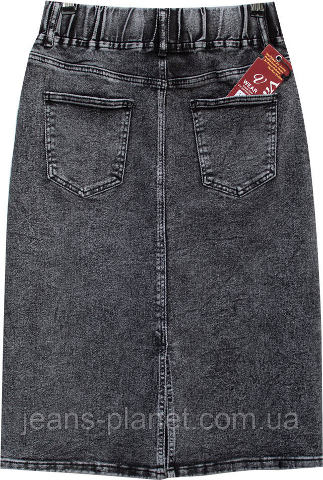Джинсова пряма класична спідниця Vanver колір графіт пояс на резинці — изображение 2