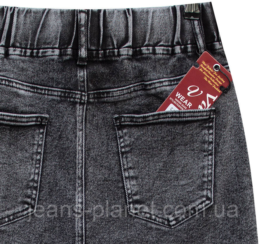 Джинсова пряма класична спідниця Vanver колір графіт пояс на резинці — изображение 3