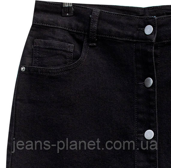 Джинсова спідниця на ґудзиках Liana чорного кольору 70 см довжина — изображение 6