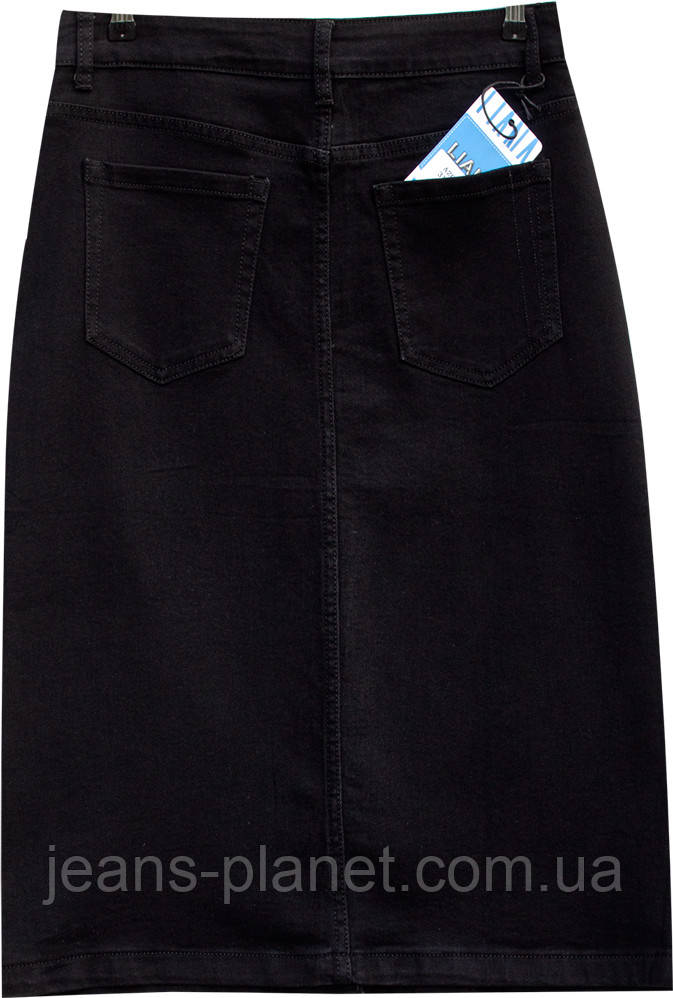 Джинсова спідниця на ґудзиках Liana чорного кольору 70 см довжина — изображение 5