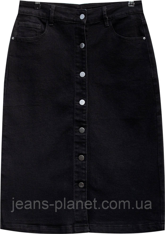 Джинсова спідниця на ґудзиках Liana чорного кольору 70 см довжина — изображение 4