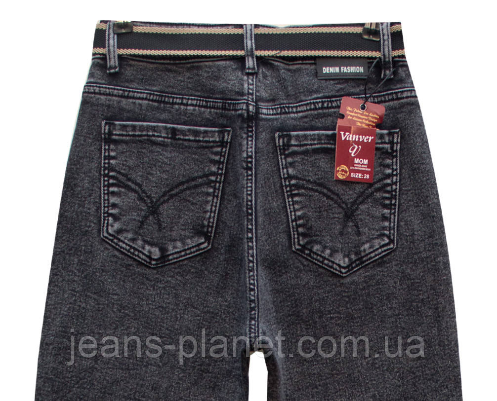 Джинси жіночі утеплені зимні на байці мом Vanver сіро - графітного кольору — изображение 7