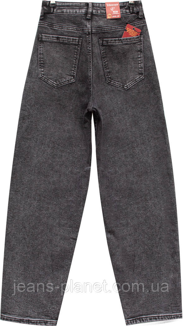 Наймодніші жіночі утеплені джинси мом Skater на байці графітного кольору — изображение 3