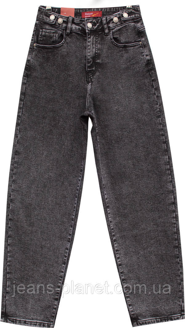 Наймодніші жіночі утеплені джинси мом Skater на байці графітного кольору — изображение 5