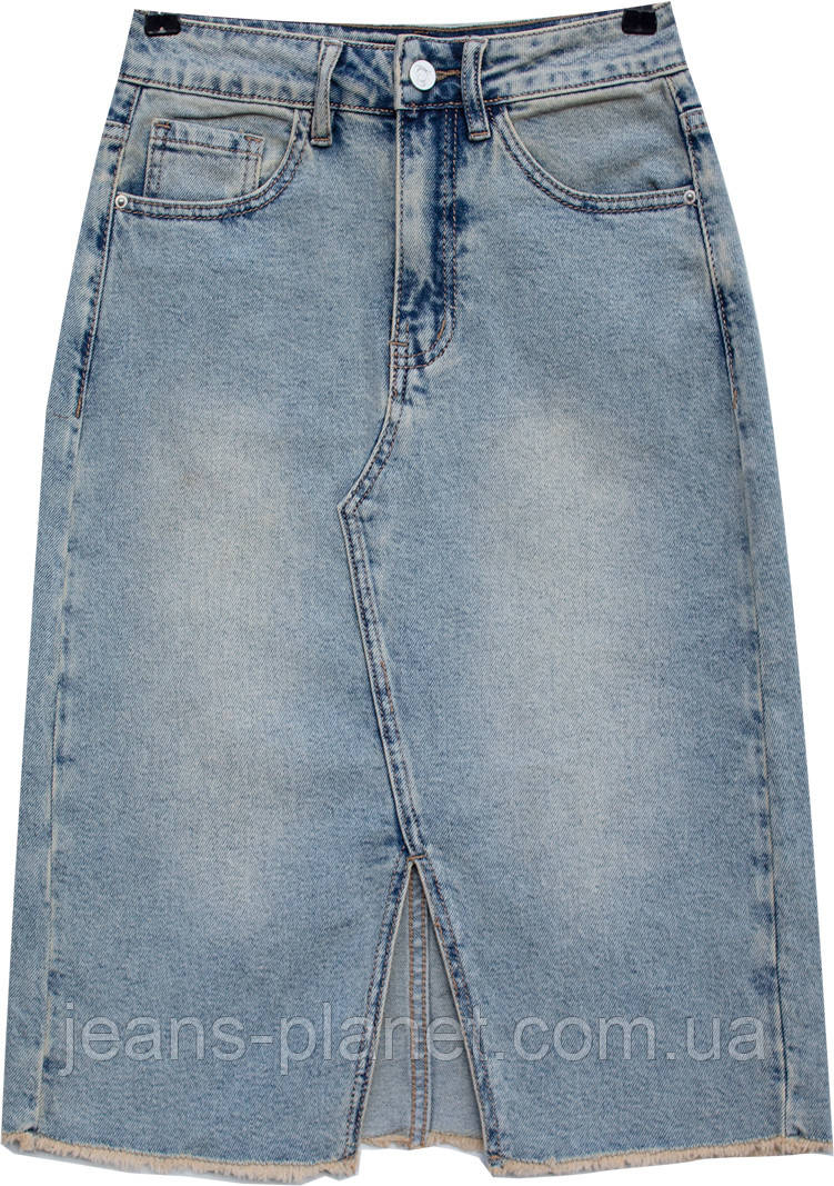 Модна джинсова спідниця з бахромою довжина 52 см Lady N 814 — изображение 5