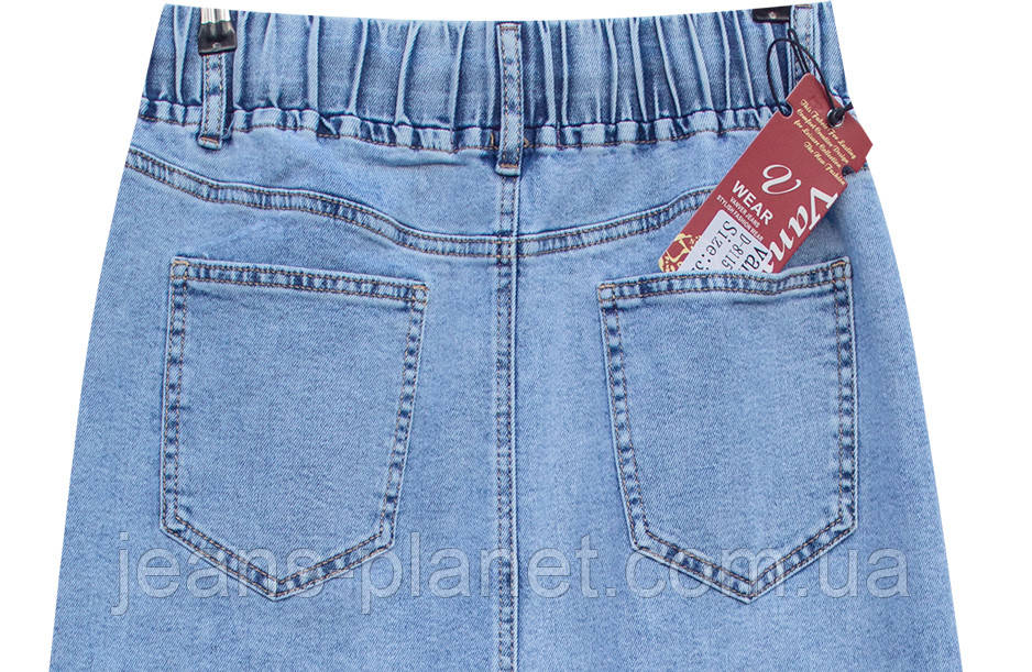 Джинсова спідниця міді довжина 70 см пояс на резинці Vanver 8115 — изображение 3