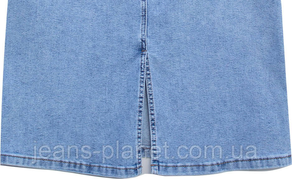 Джинсова спідниця міді довжина 70 см пояс на резинці Vanver 8115 — изображение 4