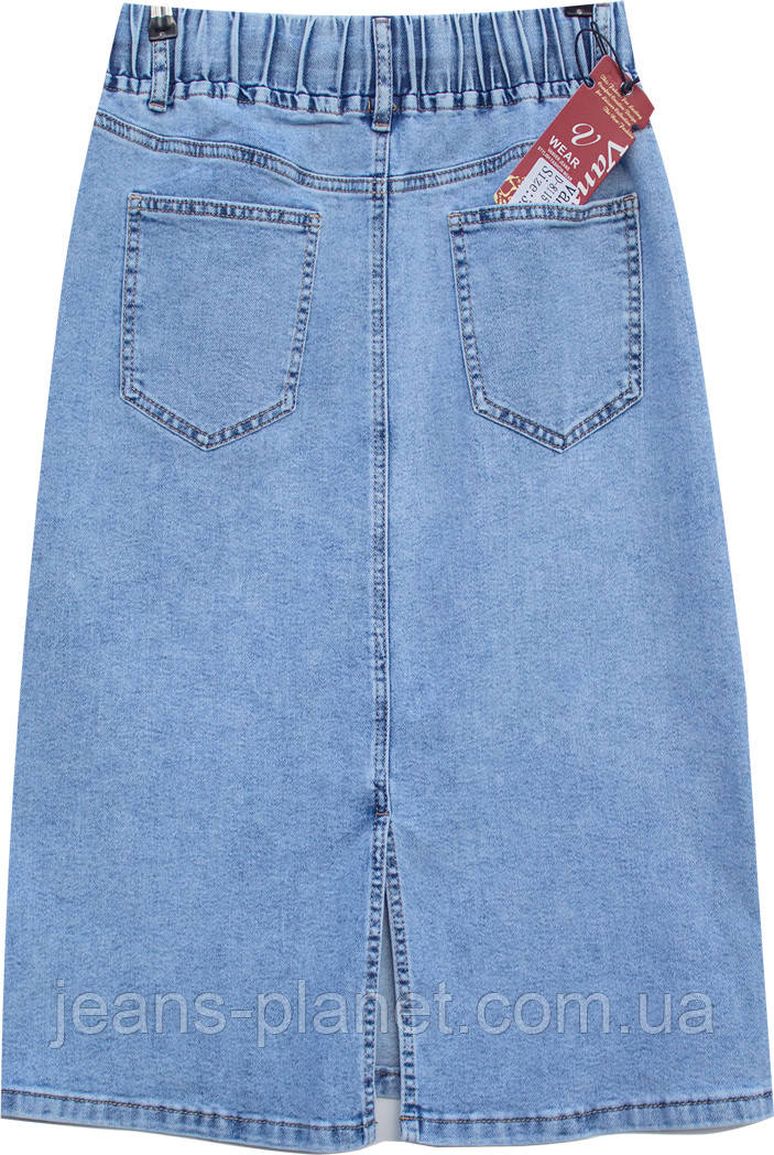 Джинсова спідниця міді довжина 70 см пояс на резинці Vanver 8115 — изображение 2