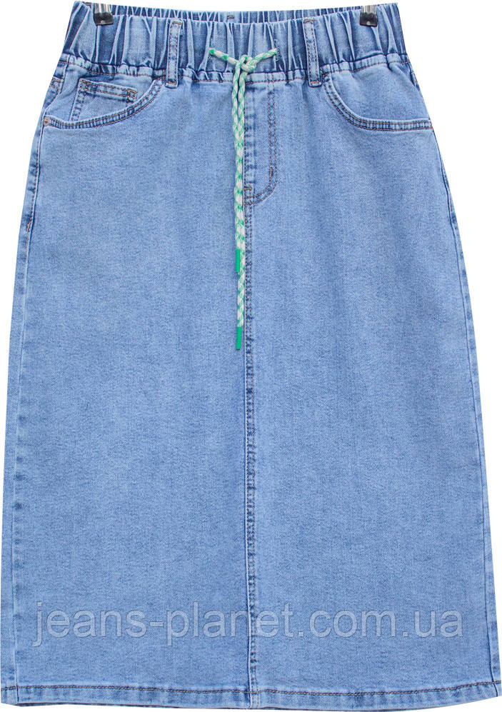 Джинсова спідниця міді довжина 70 см пояс на резинці Vanver 8115 — изображение 5